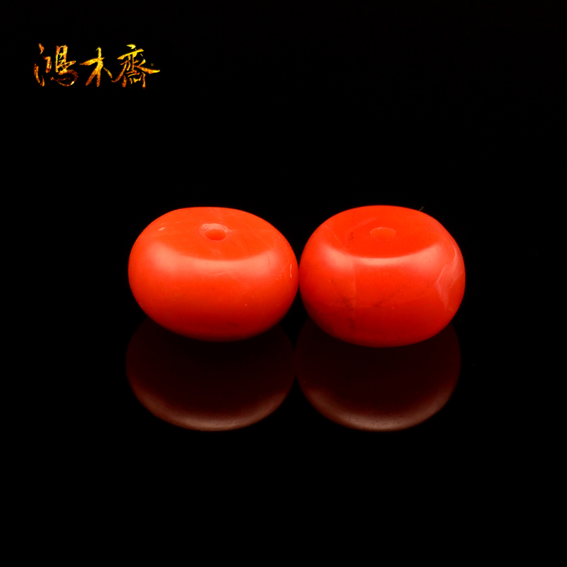 鸿木斋 天然南红腰珠 柿子红 保山南红 散珠 孤品 N2061  (2).JPG